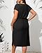 Women Plus Size T Shirt Dress Black Summer Casual Funeral Midi Short Sleeve Work Business Dresses with Drawstring Pocket