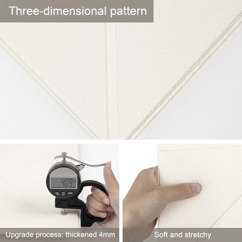 Peel and Stick Ceiling Tiles Foam 13.8x13.8 inch, 16 Pcs Covering 21 sq.ft Self-Adhesive Waterproof Ceiling Tiles for Interior Wall Decor, White Pattern