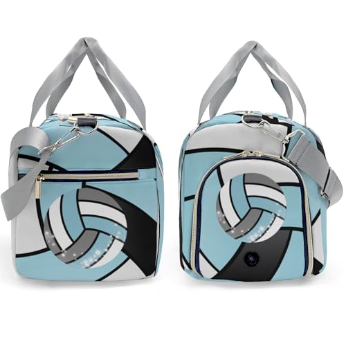 Blue Volleyball Waterproof Duffel Bag Adjustable Shoulder Strap Perform Training Travel Bag for Boys Girls Teens Women Men3