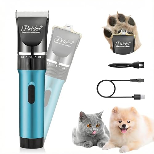 【動物救命士監修】Pateker ペット用バリカン - 犬バリカン 猫 バリカン| 静音・軽量 電動バリカン | 小型犬から大型犬まで対応 | 猫・小動物対応 | 全身トリミング＆足裏＆肉球&顔周り&お尻ケア | 充電式コードレス | 初心者向け日本語説明書付きUSB充電 | ネイビーブルー