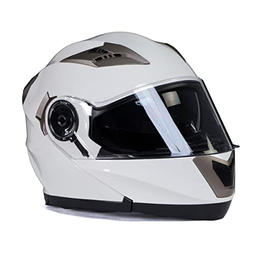 Milwaukee Helmets Mph9807Dot 'Ionized' Gloss White Advanced Motorcycle Modular Helmet For Men And Women Biker W/ Drop Down Visor - Medium #TOP7
