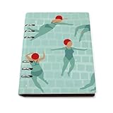 システム手帳 プール 泳いでいる女性 ノートメモ帳 ルーズリーフ ノート 手帳 日記帳 記録ノート スケジュール帳 ノートブック A5サイズ 6穴リング PU レザー 90枚収容 バインダー 詰め替え可能