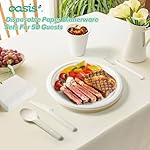 350PCS Disposable Paper Dinnerware Set for 50 Guests, Compostable 50 Dessert Plates, 50 9 inch Plates, 50 Cups, 50 Spoons, 50 Forks, 50 Knives and 50 Napkins, Perfect for Parties(White) - Image 4