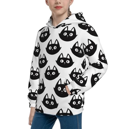 Black Cats Kid Hoodies Boys Sweatshirts Girls Pullover with Pocket2