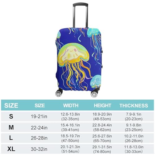 Jellyfish Elastic Luggage Cover Suitcase Protector for 19-32 Inch Suitcases | Universal Stretchable Travel Bag Cover | Anti-Scratch, Washable with Zipper Closure S2
