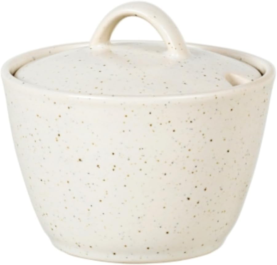 broste Copenhagen Nordic Vanilla 14533445 Stoneware Sugar Bowl, Unique, Dishwasher Safe, Microwave Safe, Dimensions: 10.5 x 7 cm, Cream