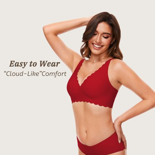 Image of Deep V Petal Bras for Women No Underwire Soft Wireless Bras Comfort Seamless Bralettes with Extender