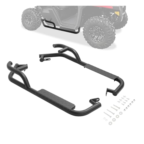 TEBEDI Nerf Bars Rock Sliders Compatible with 2016-UP Can-Am Defender HD 5/HD 8/HD 10 (2 Door) Tree Kickers Heavy Duty Steel Black Powder Coated