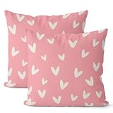GIOPAMGO Valentinstag-Kissenbezüge, 40,6 x 40,6 cm, 2 Stück, Liebesherz, Rosa, dekorativer Kissenbezug, Valentinstagsdekoration, für Zuhause, Couch, Sofa, Outdoor