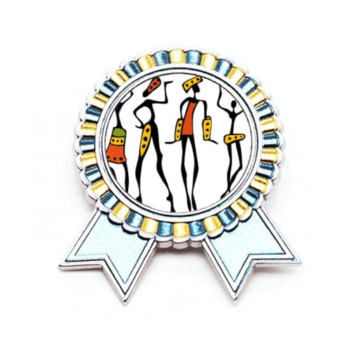 Broche totems de danse aborigène en métal noir taille M pour vêtement