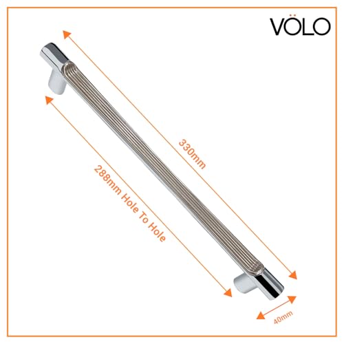 Image of VOLO Wardrobe Cabinet Handle - Sleek Pull Handle for Drawers, Wardrobes, Sliding Doors, and Cabinets in Kitchen, Bedroom, and Office (R-241) (1, Silver, 288MM (12 Inch))