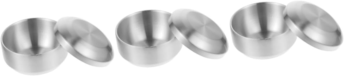 3 Sets Stainless Steel Double Bowl to Go Food Containers with Lids Stainless Steel Mixing Bowl with Lid Kitchen Salad Bowl Stainless Steel Bowls Home Bowl Thicken Candy Plate