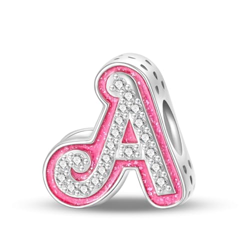 Letter Charms for Pandora Bracelets Pink Alphabet Initial Beads for Women Jewelry Gifts