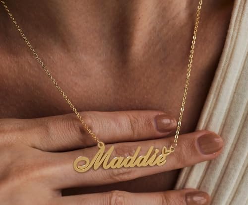 AOLO Personalized Name Necklace Custom Name Necklaces Stainless Steel Nameplate Heart Jewelry Gold Silver Color for Womens Mens3