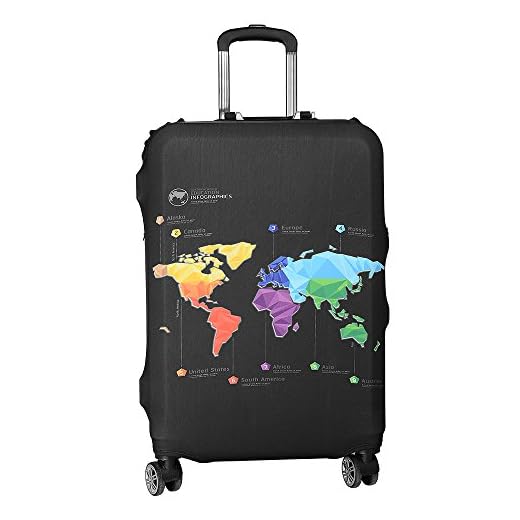 ASIV Cubierta de protector equipaje con cremallera, Funda maleta suave elástico de anti-polvo (Mapa de viajes)