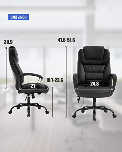 Big And Tall 500Lbs Wide Seat Ergonomic Desk Chair With Lumbar Support Arms Headrest Massage Office Chair Rolling Swivel Pu Leather Task Computer Chair For Adults,Black #TOP2