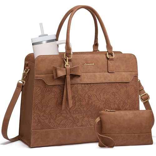 LOVEVOOK Laptop Tote Bag for Women,Leather Work Bag, Waterproof Business Teacher Bag,Large Computer Handbag Purse Briefcase,Office Gifts for Women