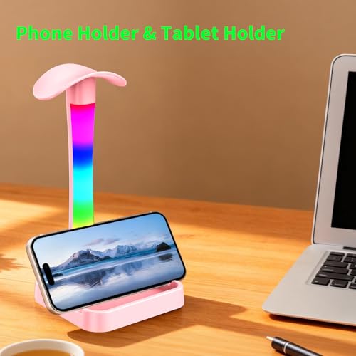 Tascaquin Headphone Stand with Charger,Gaming Headset stand with RGB Light Mode,For Airpod Max Stand,Desk Lamp,Phone Holder,Tablet Holder,desktop organizer,Gifts for Gamers & Music Lover (Pink) by Tascaquin - Image 9