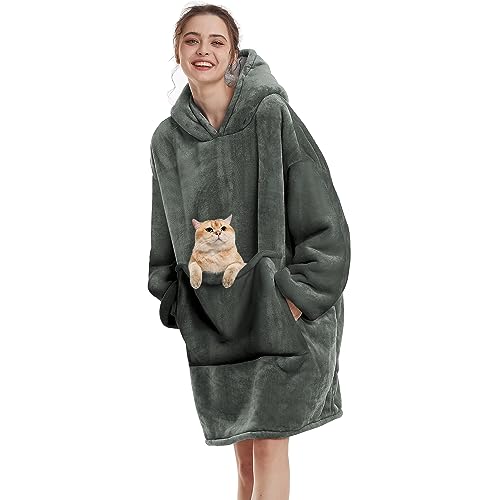 Decke Hoodie Sweatshirt Oversized,Plüsch Flauschig Kuscheldecke mit...