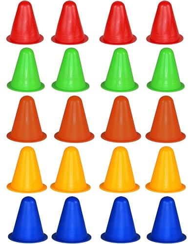 luvilly20pcs 3.34 Inch Mini Cones for Classroom, Mini Cones for Sports/Outdoor/Indoor/Basketball/Football/Footwork Training