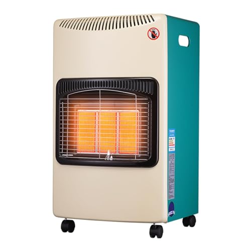 Calentador de gas portátil de 4,2 kW con ruedas, para interiores y exteriores, para garaje, cobertizo, taller y oficina, incluye manguera y regulador