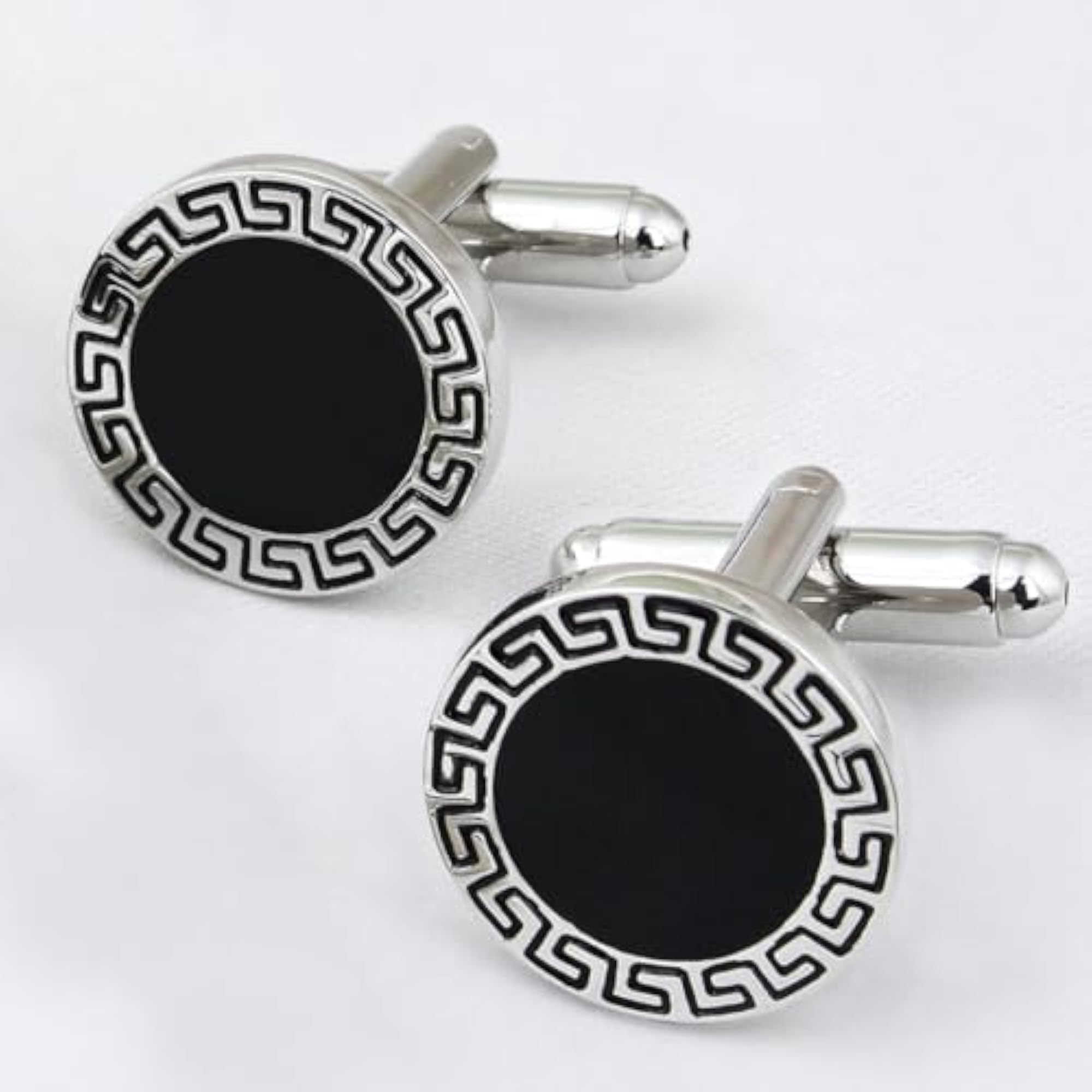 Men's Geek Key Silver Brass and Enamel Cufflink and Tiebar Set