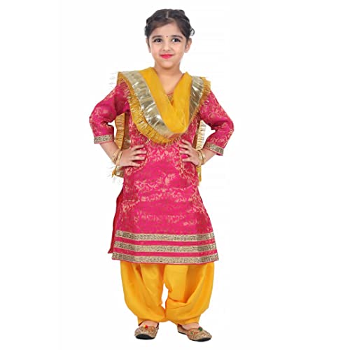 Image of ITSMYCOSTUME Punjabi Patiala Suit for Girls|Punjabi Giddha /Baisakhi /Bhangra Dance Costume for Girls