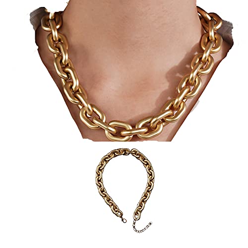 Yertter Vintage Gold Chunky Chain Big Link Cuban Chain Choker Necklace Women Acrylic Resin Clacilve Chain Party Prom Punk #TOP24