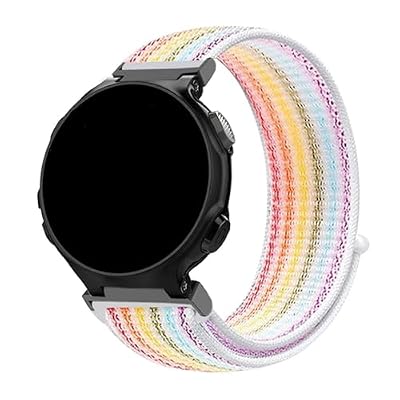 FVBBVCKAA Nylon Loop Watchband Fit For Garmin Forerunner 735XT Wristband Watch Band For Forerunner 735 220 230 235 620 630 Bracelet Strap(White Rainbow)