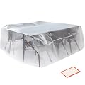 Storage Standard Patio Table and Chair Cover for Outdoor Furniture - Rectangular Outdoor Patio Furniture Covers Waterproof, Reusable Heavy-Duty Plastic Table Cover Protector, 111" x 74" x 28"