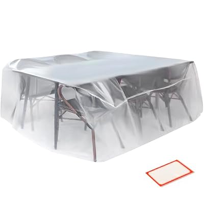Storage Standard Patio Table and Chair Cover for Outdoor Furniture - Rectangular Outdoor Patio Furniture Covers Waterproof, Reusable Heavy-Duty Plastic Table Cover Protector, 111" x 74" x 28"