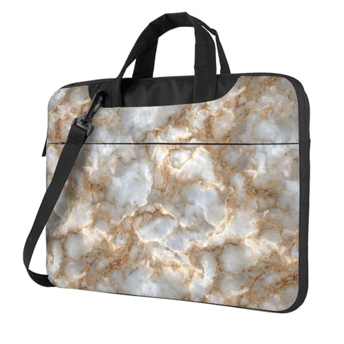 Housse rembourree pour ordinateur 15.6 pouces marbre blanc et dore