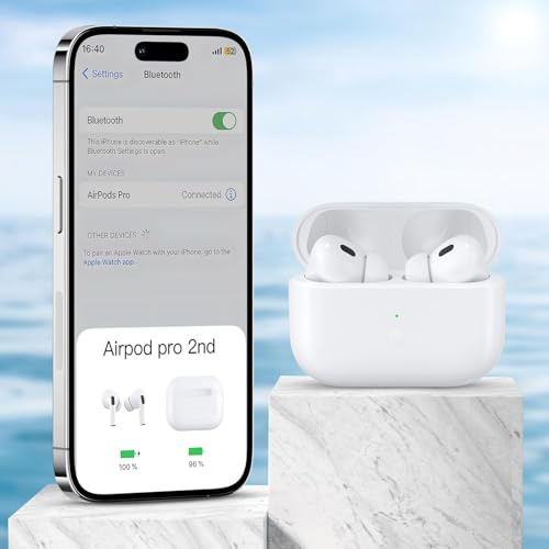Wireless Airpod Pro 1st/2nd Gen Charging Case Replacement, Compatible with Airpods Pro 1st/2nd Generation, Airpods Charger Case with Blue-Tooth Pairing Sync Button, White, Type-C (No Earbuds)2