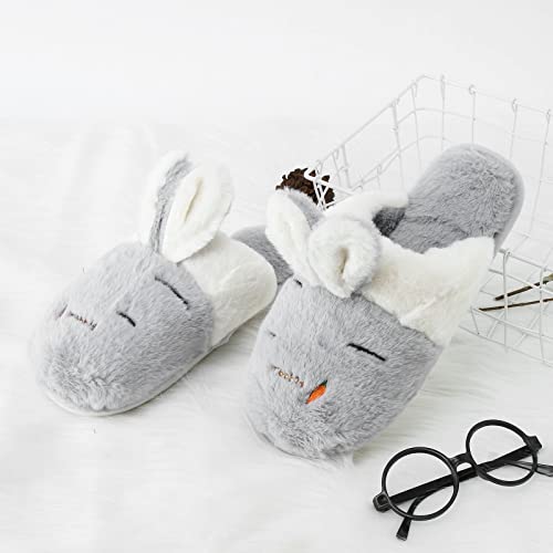 Cute Socks For Women Mid Calf Womens Slippers Indoor Home Cute Animal Cartoon Rabbit Tan Faux Leather Boots (Grey, 6) #TOP4