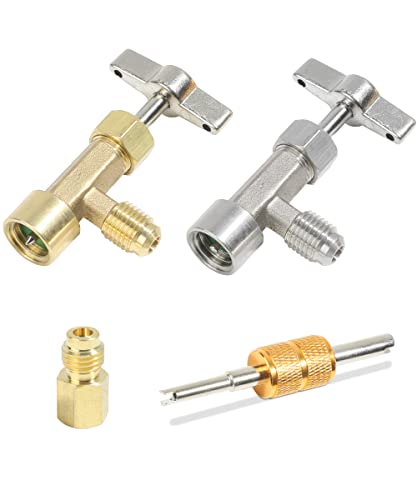 YAKEFLY R134a Can Tap,AC Freon Can Tap Kit for Refilling Automotive Air Conditioning Systems,R134A Self-Sealing and Single Puncture Can Taps,Valve Core Removal Tool for Refilling Automotive Truck SUV