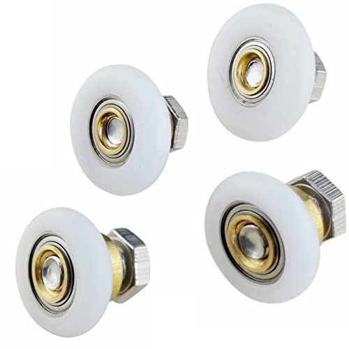 4Pcs Shower Door Replacement Rollers Wheels, 19Mm Diameter Closet Door Sliding Wheels Replacement, Shower Door Pulleys Replacement Door Hardware Installation Kit #TOP20