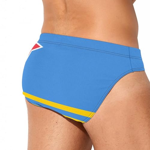 Aruba Flag Mens Swim Briefs Swimwear Bikini Underwear Sexy Low Rise Trunks Swimsuit Bathing Suit Beach3