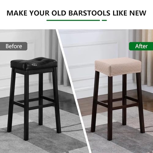 Image of YISUN Stool Covers Rectangle - 4 Pack Stretch Waterproof Saddle Seat Cover Counter Bar Stools Bar Chairs Covers Kitchen Island Chairs Cushion Protector