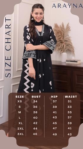 Image of Arayna Women's Pure Cotton Block Printed Ethnic Wear Kurta Set with Palazzo Pants & Dupatta