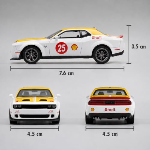Image of Wizplex CCA 2022 Dodge Challenger SRT Jailbreak Shell 1:64 Officially Licensed Premium Die Cast Car in Acrylic Display Case - Openable Doors, Collectible Muscle Coupe for Collectors & Kids 3+