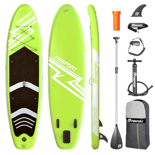 FBSPORT 10'6'' Premium Inflatable Stand Up Paddle Board, Yoga Board with Durable SUP Accessories & Carry Bag | Wide Stance, Surf Control, Non-Slip Deck, Leash, Paddle and Pump for Youth & Adult by FBSPORT - Used condition - US$135.87
