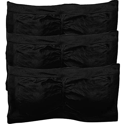 6 Pack Ladies Seamless Bandeau Tube Top Padded Bras with Removable Pads, 2 Black, White, Taupe, Pink, Tan OS