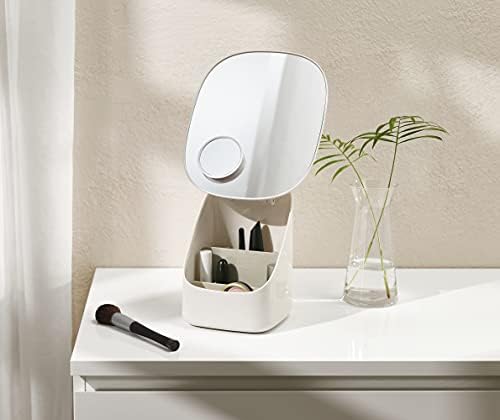 Joseph Joseph Viva Pedestal Mirror and Makeup Organiser with removal divider - Shell
