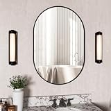 FARUIFETT Oval Mirror, 20'×30' Black Bathroom Mirror with Stainless Steel Metal Frame, Oval Brass Mirror for Bathroom, Entryway, Living Room, Wall Mount Mirrors Hangs