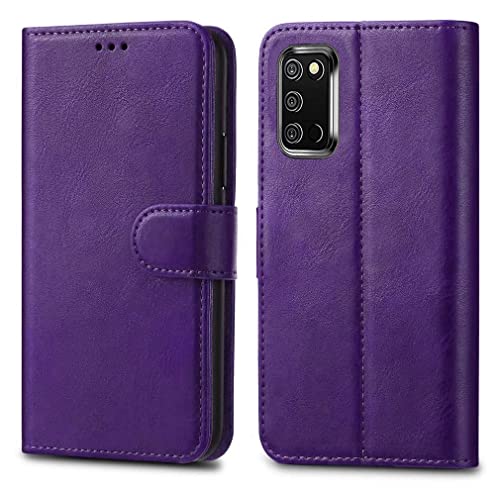 Image of GAPlus Samsung Galaxy A03s Leather Case - Premium Wallet Case Leather Flip Cover For Samsung Galaxy A03s [Card Holder] [Magnetic Closure] (Purple)