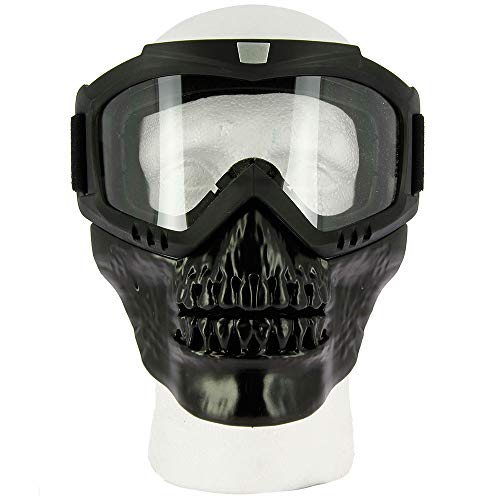 GELSOFT - GelSoft Airsoft BB Gun Paintball Safety Protective Guard Full Face Mask Skull Cover Lenses Ski Mask (Black Skull)
