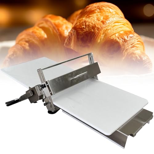 JJENXYYDS Croissant Dough Laminator,Commercial Dough Roller Sheeter,Dough Machine Thickness Adjustable, Stainless Steel,Table Top Croissants Fondant Pizza Pastry Sheeter Machine,Type400