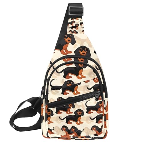 Mochila cruzada de perro salchicha con correa ajustable para running unisex