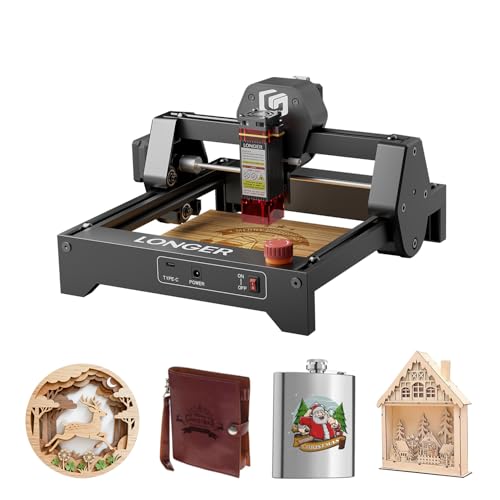 LONGER Ray5 mini Lasergravierer, 12000 mm/min Hochgeschwindigkeitsschneider für Holz, Metall, Acryl, Leder, DIY CNC, 140x130mm Gravurbereich, WiFi, Not-Aus-Sicherheit (3,5W)
