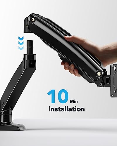 Huanuo Gas Spring Single Monitor Stand, Ultrawide Vesa Mount With Clamp And Grommet Base For 13 To 35 Lcd Computer Screen, Upgraded Desk Arm With Usb, Holds 4.4 To 26.4 Lbs #TOP6